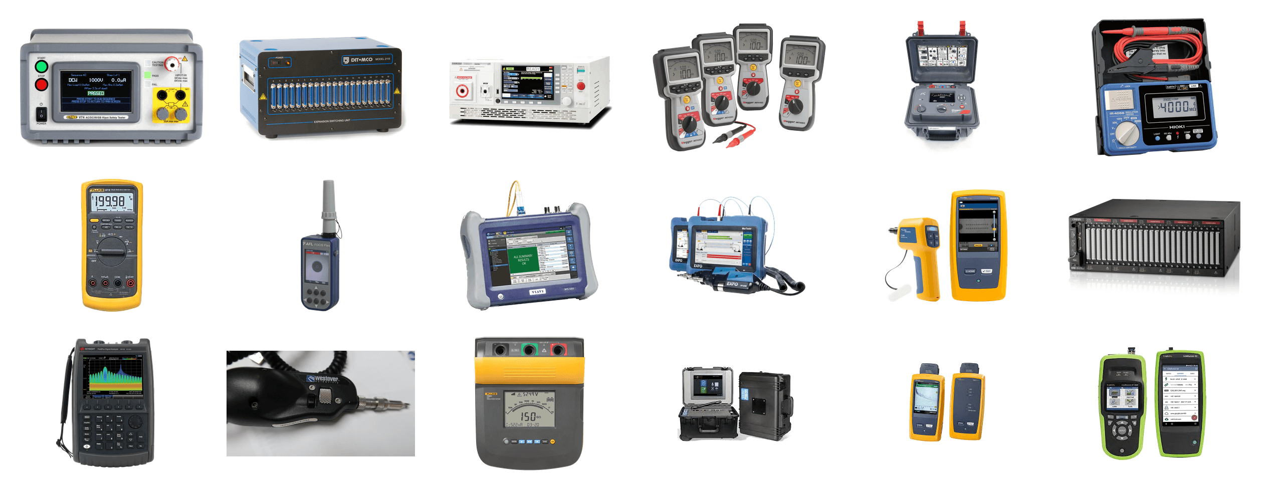 The seven discrete instrument categories used in industrial cable verification today.