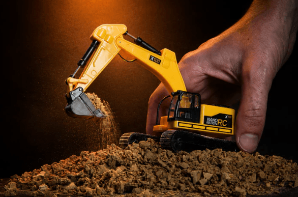 Product shot of the NANO X100 desktop excavator.