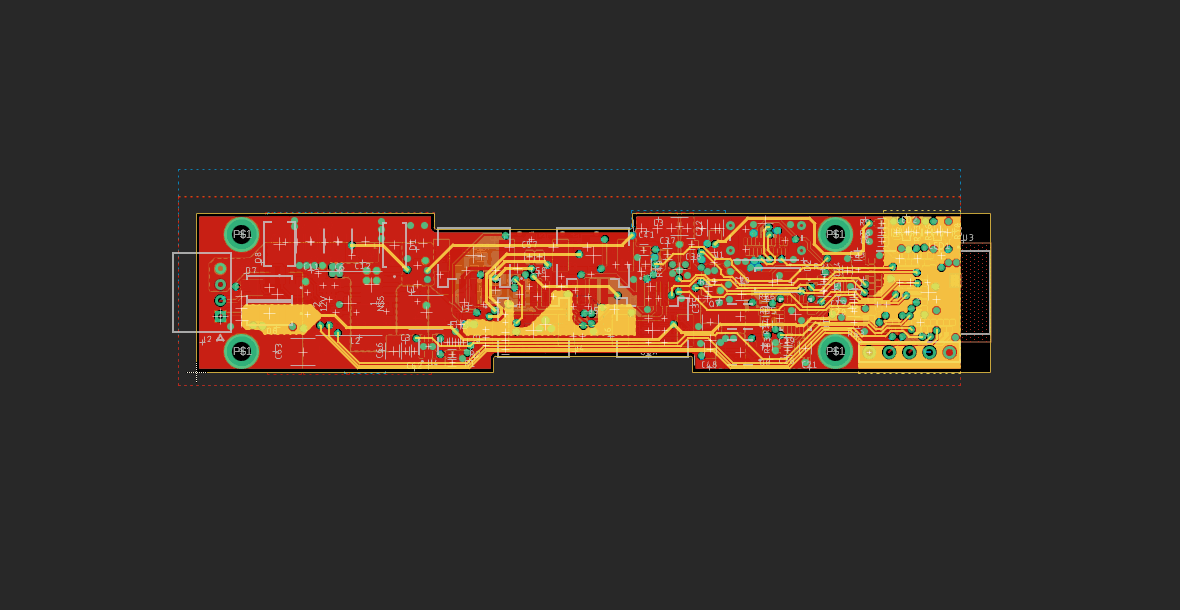 Custom BLE receiver board paired with a linear actuator and battery.