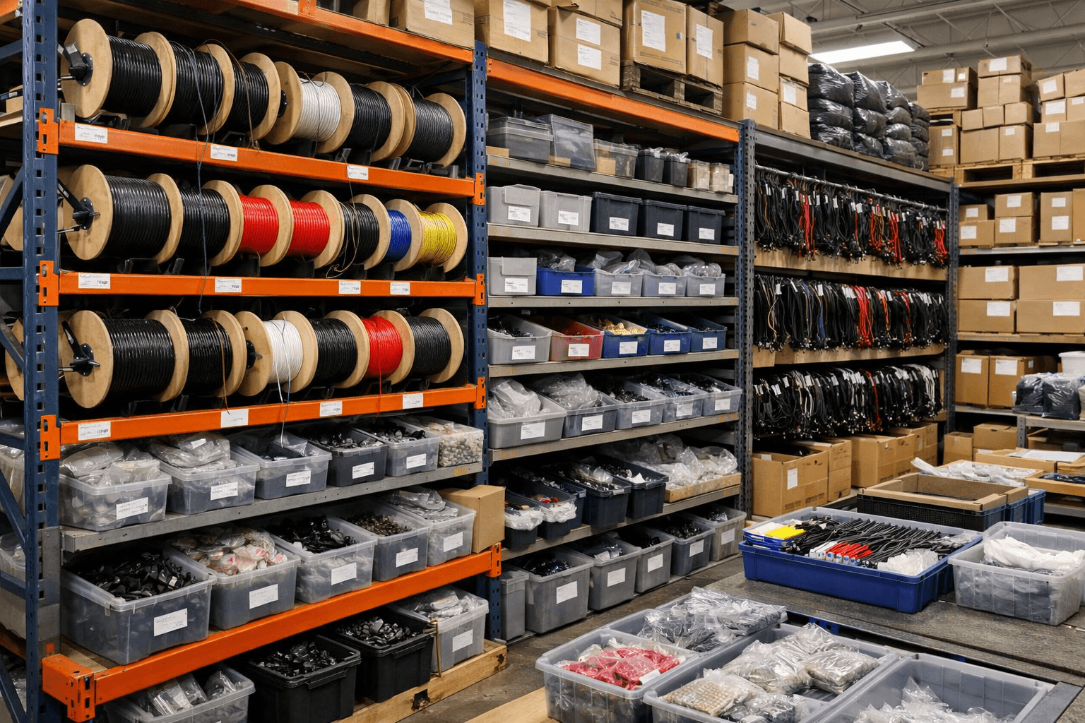 AI render of a concept production floor with inventory.